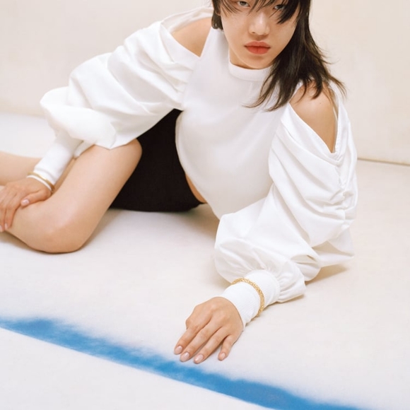 BNWT Zara Contrasting Top Oyster White size M - Picture 1 of 3